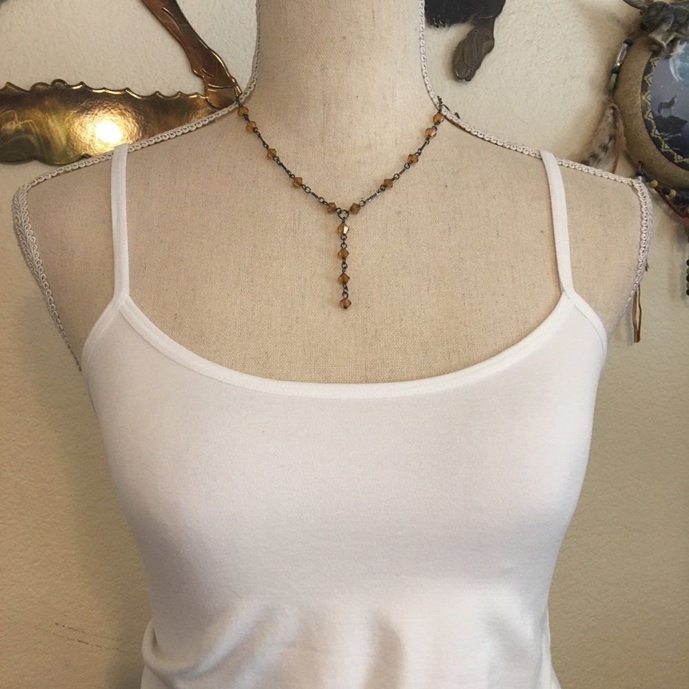 Brown faceted bicone bead necklace